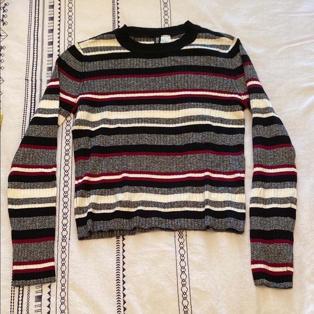 H&M Divided Black and White Striped Sweater